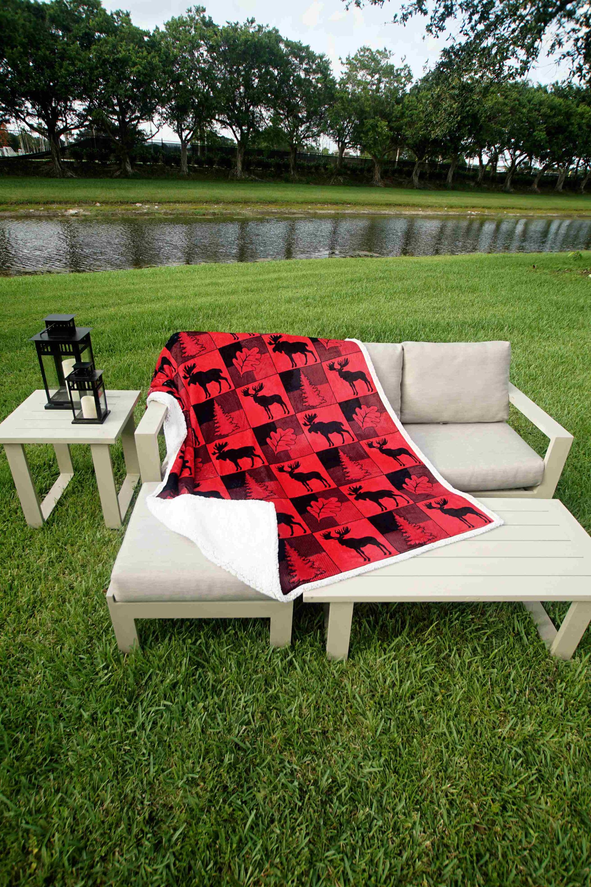 Moose Patchwork Twin Blanket image