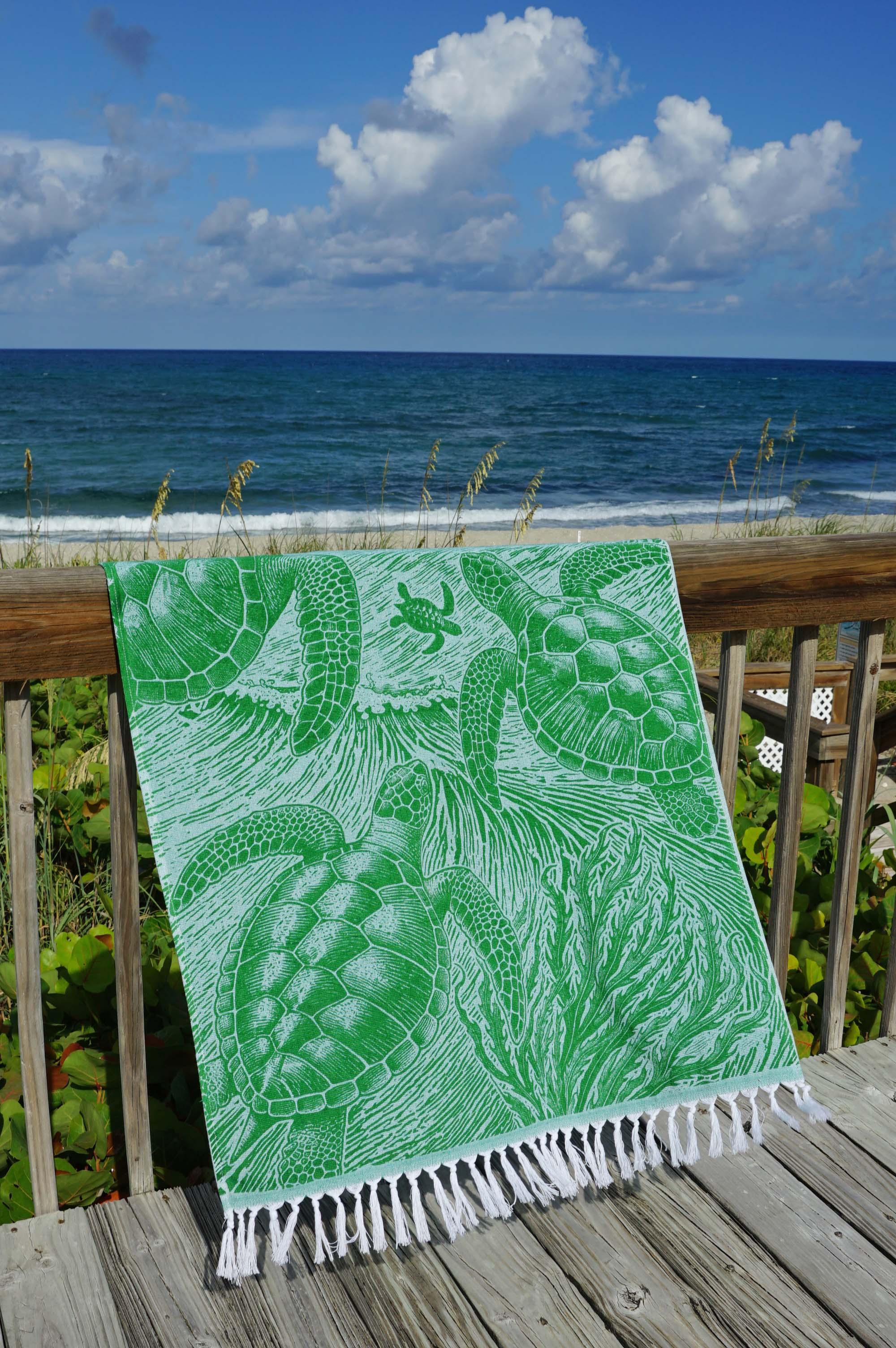 TURTLES FRINGED TOWEL image
