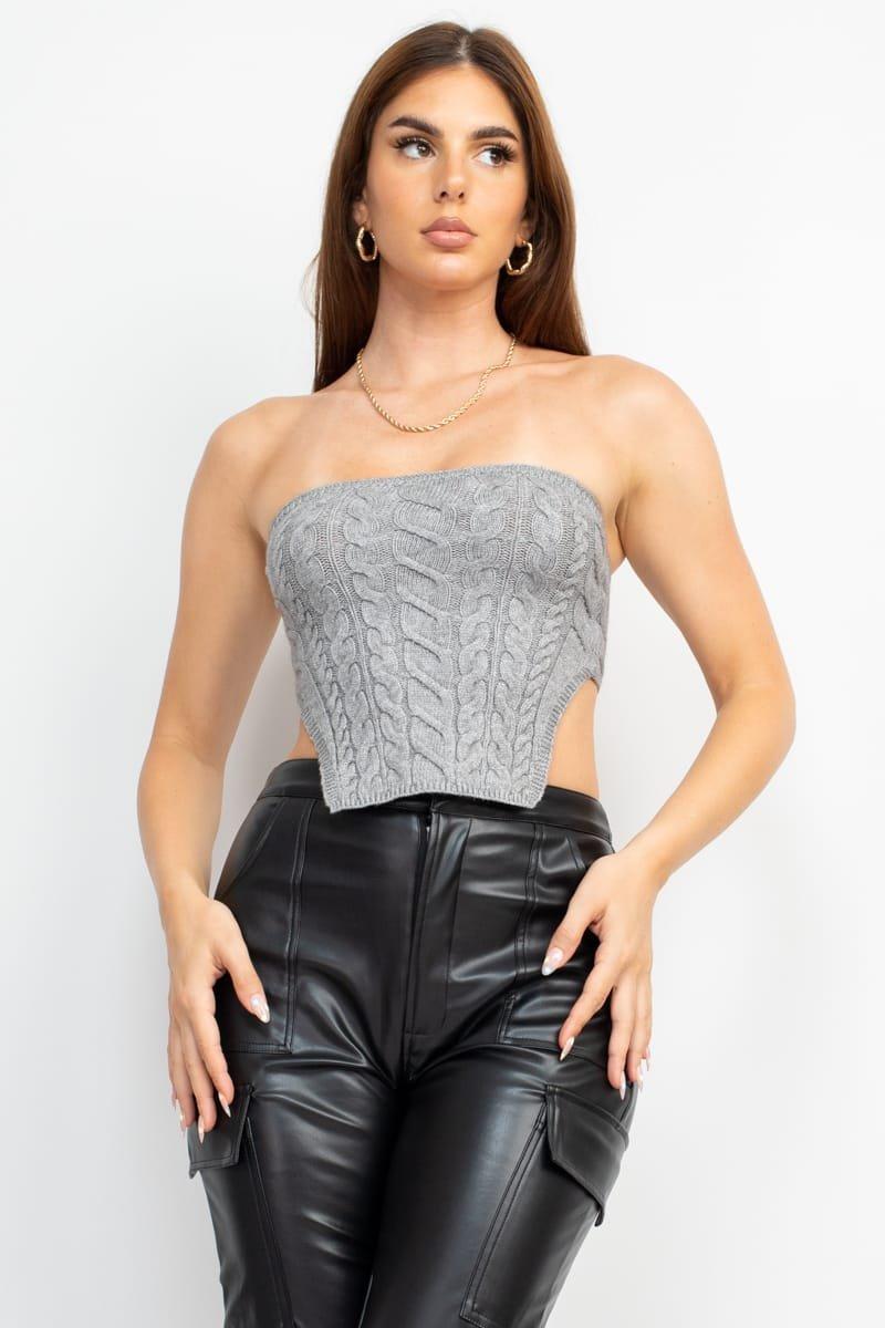 Cable Knit Strapless Corset Top (S4914T)