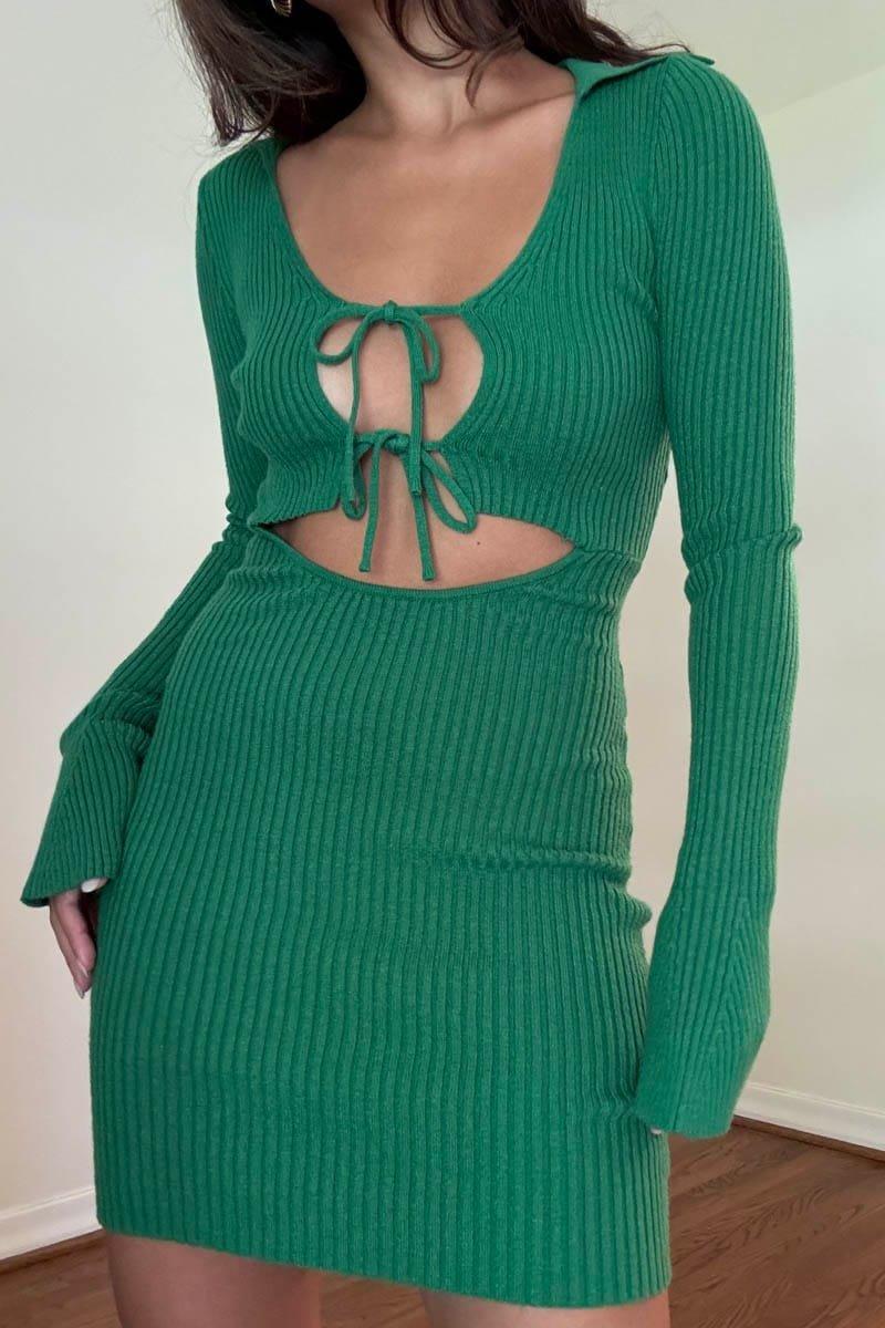 Ribbed Knit Cut Out Mini Dress (S5218D) image