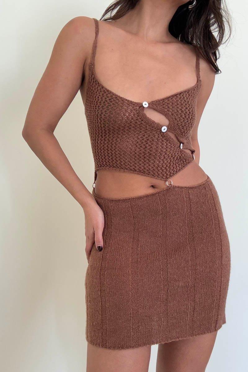 Crochet Knit Cutout Mini Dress (S4642D) image
