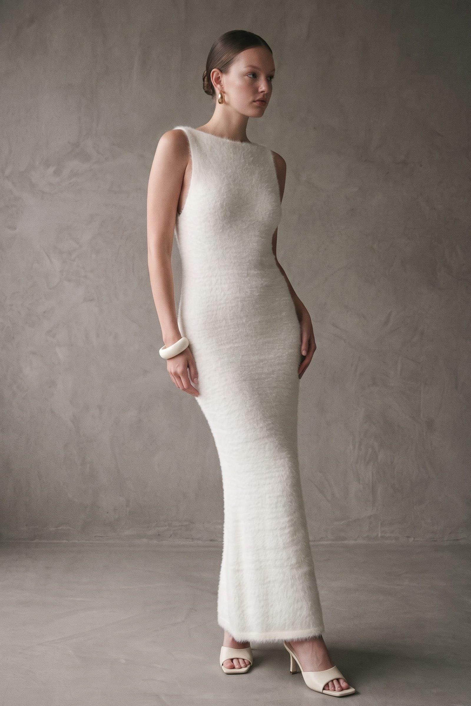 This Mermaid Maxi Dress Features A Luxurious Fuzzy Knit Texture That Feels Soft (Fuzzy) image