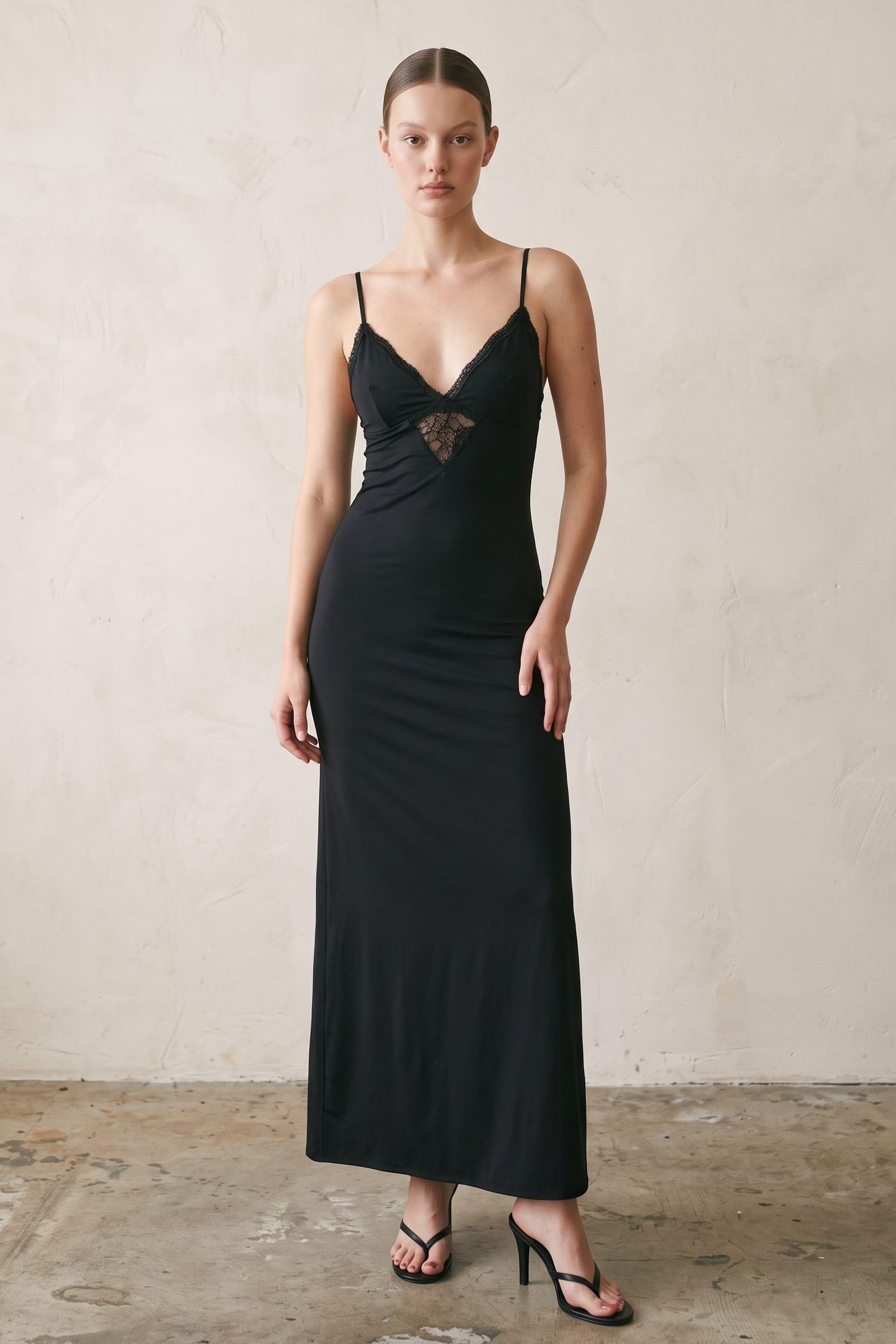 Featuring Delicate Contrast Lace Trims Along The Plunge V-Neckline And An Intric (V) image