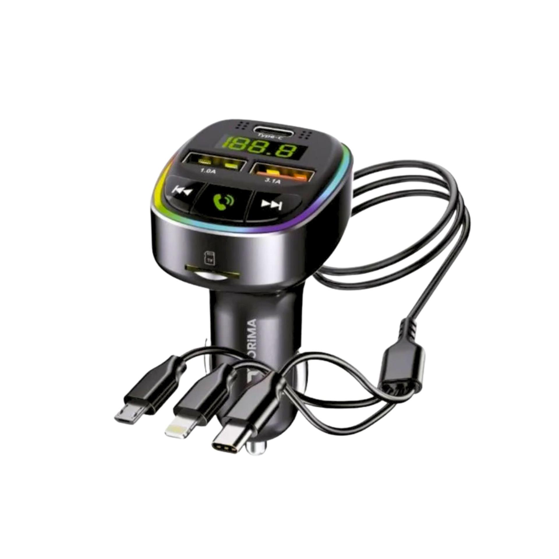 G15 TORIMA FM Car Transmitter with Integrated Charging Cables image