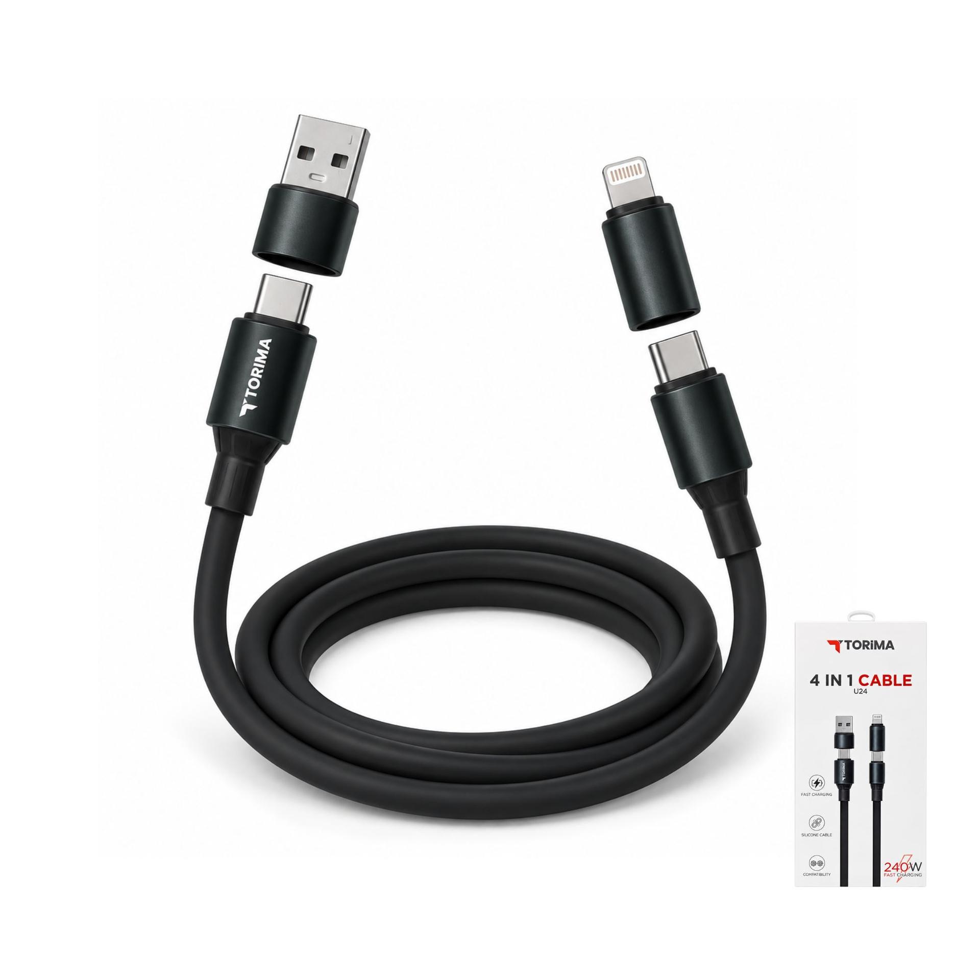 U24-TORIMA multi-connector nylon charging and data cable image