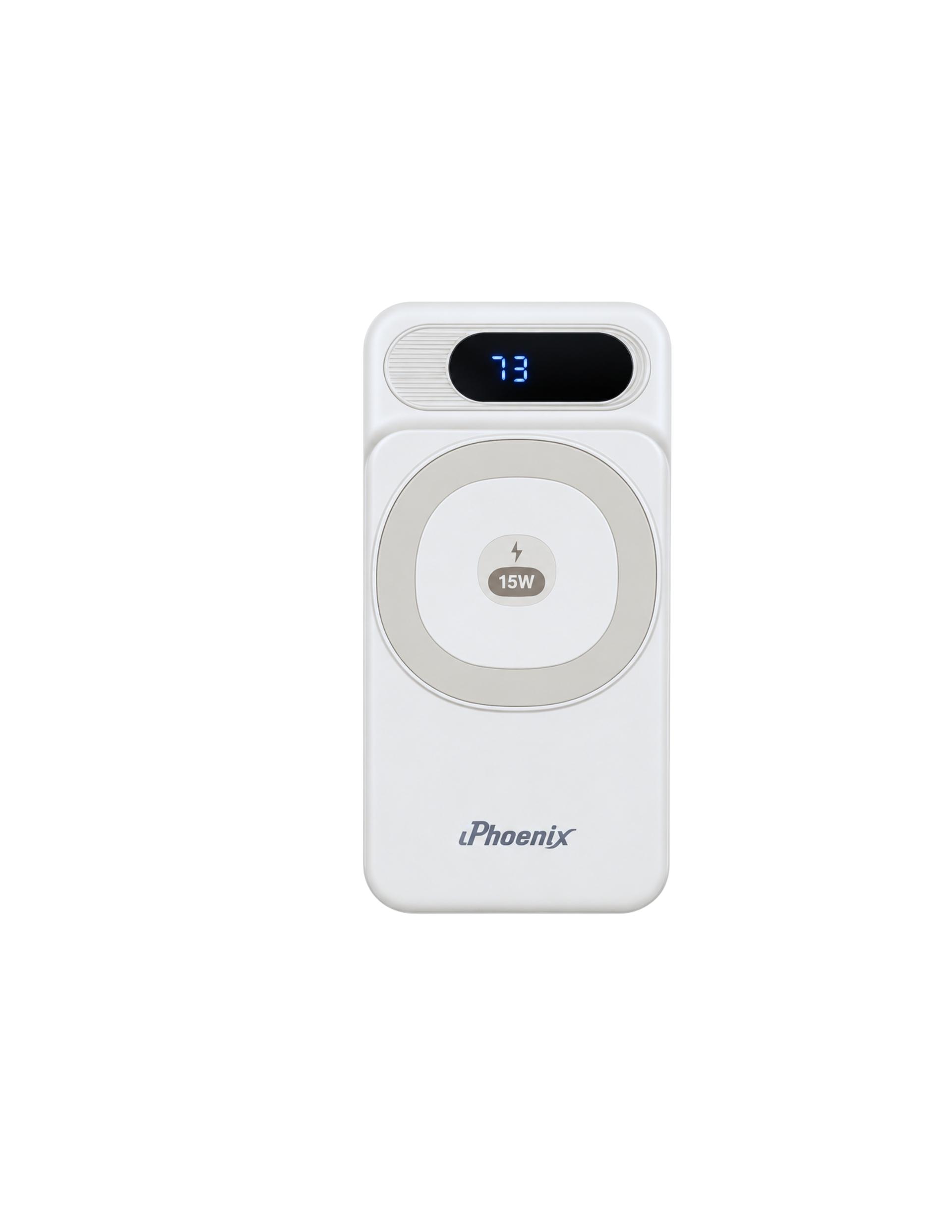 IP-80-PB Portable Power Bank 10,000mAh Multi Charging cables Magnetic Wireless - White image