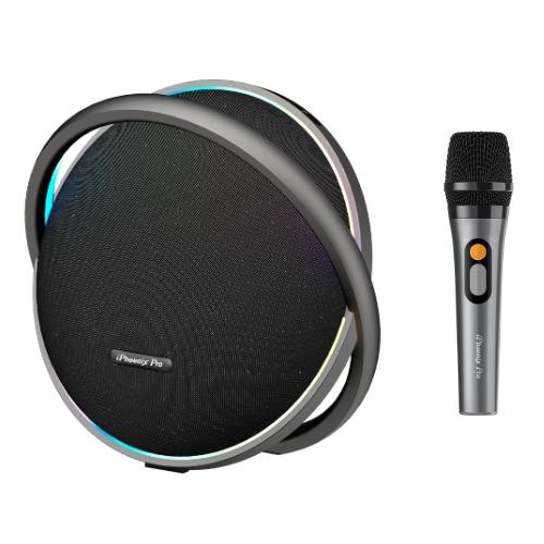 IX-123 9 Hrs 200W BT Wireless Round Speaker & Microphone - Black