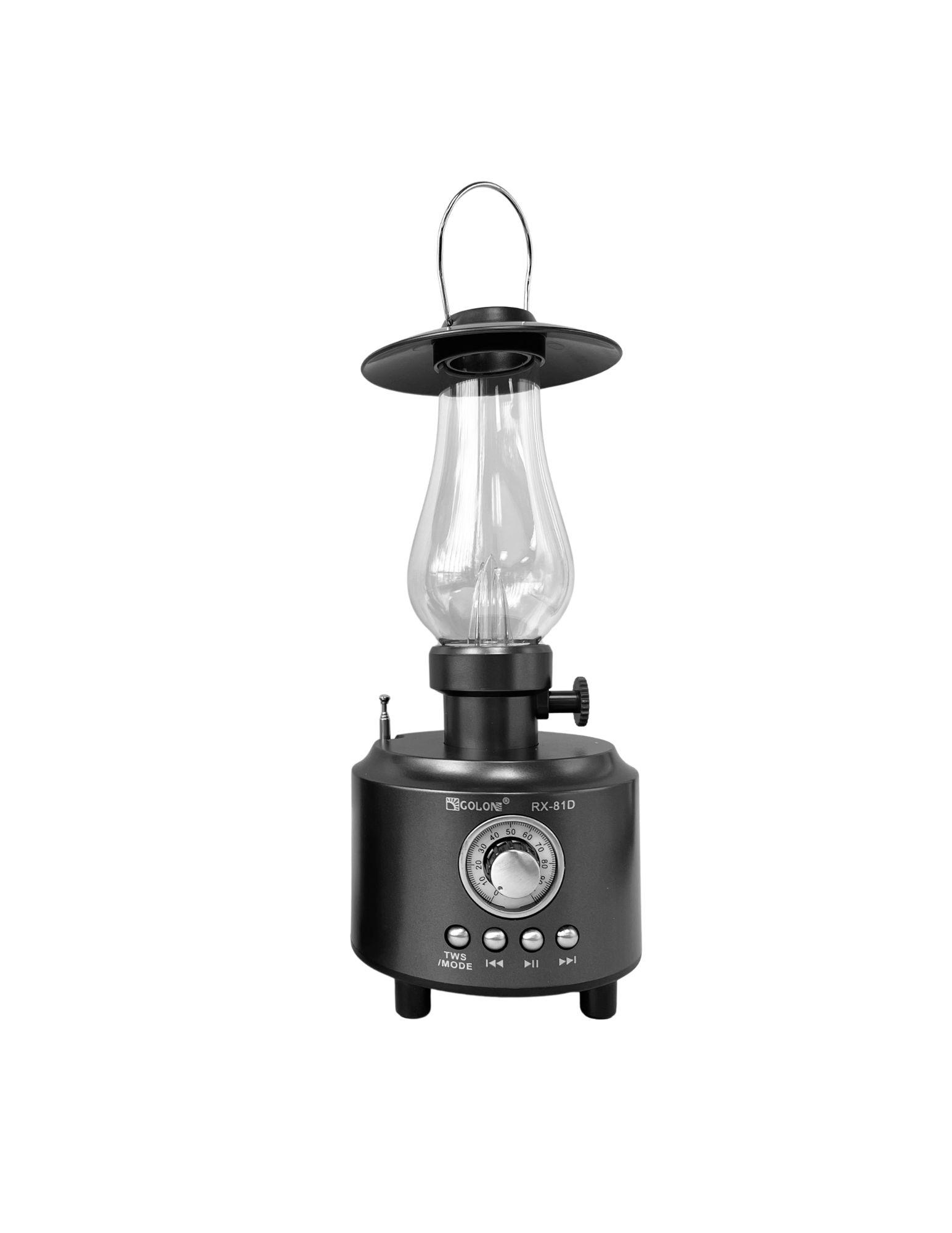 RX-81D Retro Bluetooth Lantern and Speaker FM Radio USB SD CARD Rechargeable - Black image