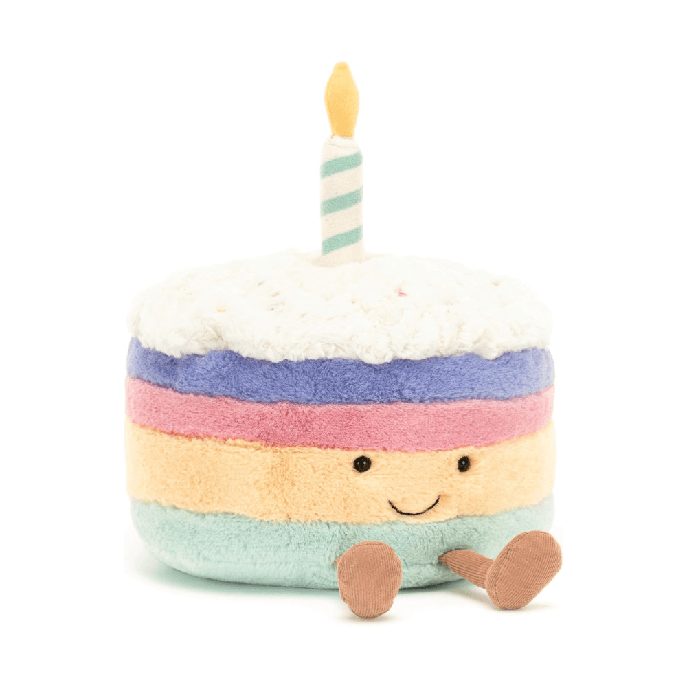 Jellycat Amuseables Rainbow Birthday Cake Stuffed Toy, Medium 6 inches image