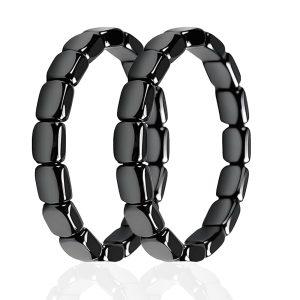 Plmmwd Hematite Bracelet Men Black 2PCS image
