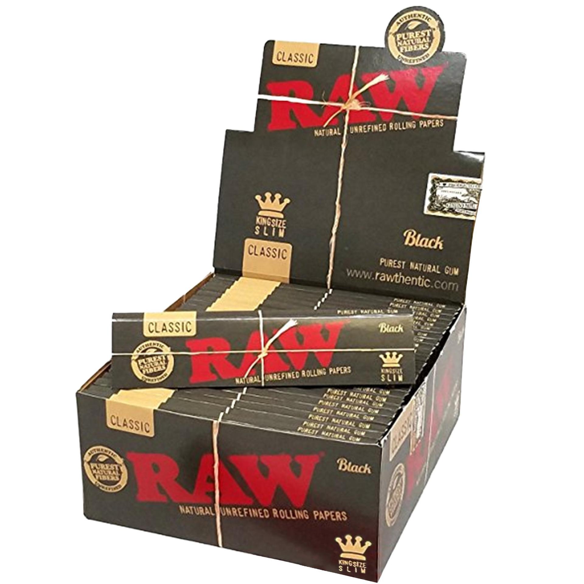RAW Classic Black King Size Slim Natural Unrefined Ultra Thin 110 Mm, 50 Packs image