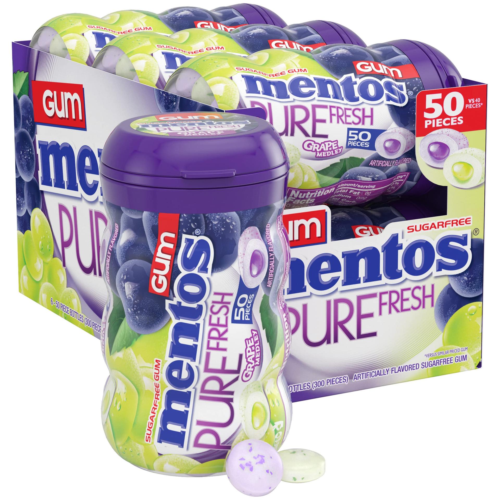 MENTOS Pure Fresh Sugar-Free Chewing Gum With Xylitol, Pack Of 6 image