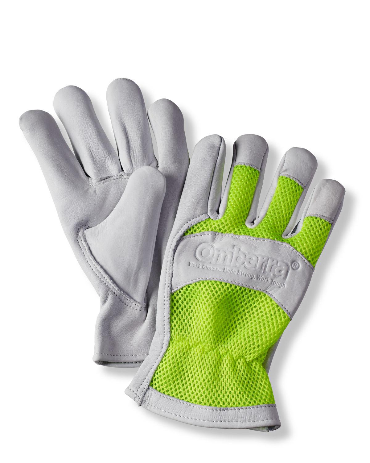 Omberra Cowhide Driver Hi-Vis Mesh Leather Work Gloves image