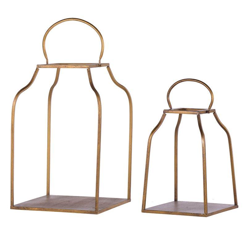S/2 OPEN CONCEPT METAL LANTERNS, BRONZE 21Hx13W, 15Hx10W image