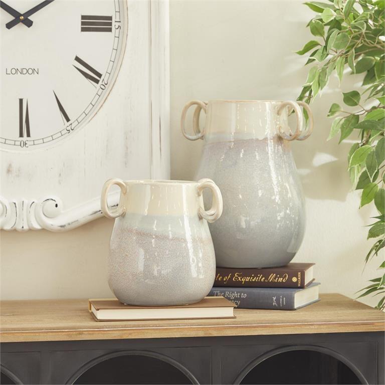 S/2 CERAMIC VASES 12", 8" H image