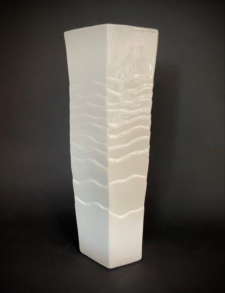 WHITE CERAMIC VASE 6"W, 16"H image