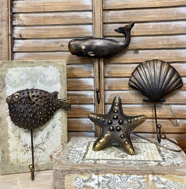S/4 RESIN SEASTAR, CLAM, FISH, WHALE POTHOOK image