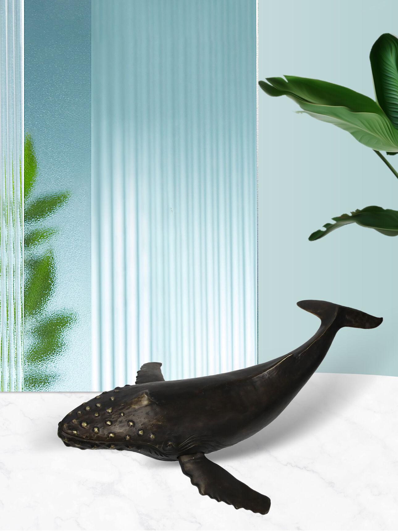 RESIN WHALE, BRONZE, 34.5x20.5x9" image