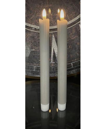 RADIANCE S/2 FLUTED WAX TAPERS, GREY, 1.0"x10" image