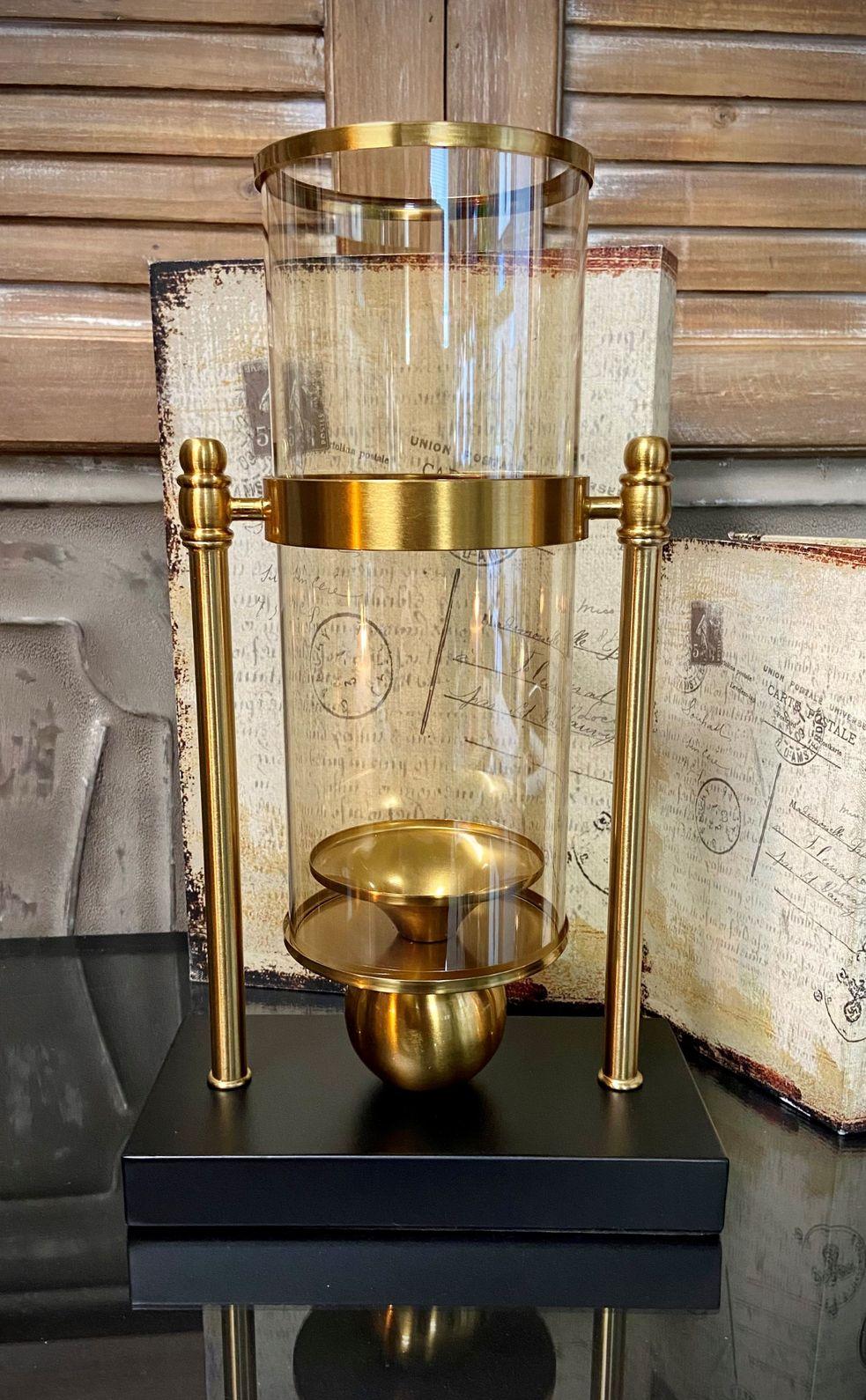 CANDLE HOLDER BLK/GLD  8"W, 13"H image