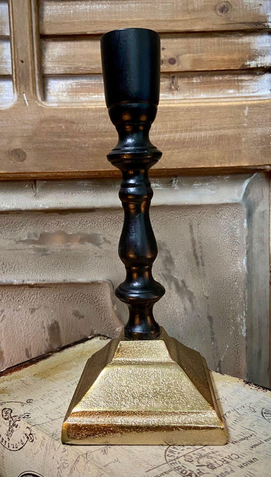 CANDLESTICK, BLK/GLD SMALL 3x3x7.5 image