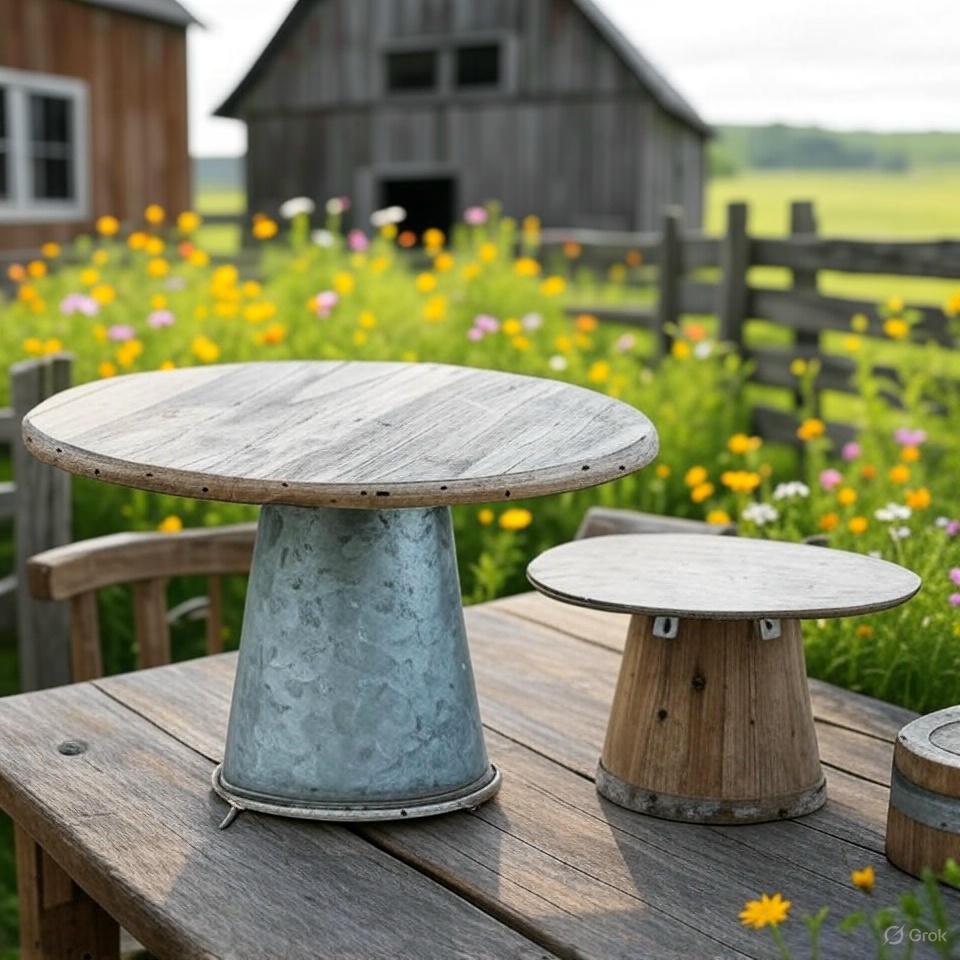S/2 WOOD & METAL PEDESTAL STANDS image
