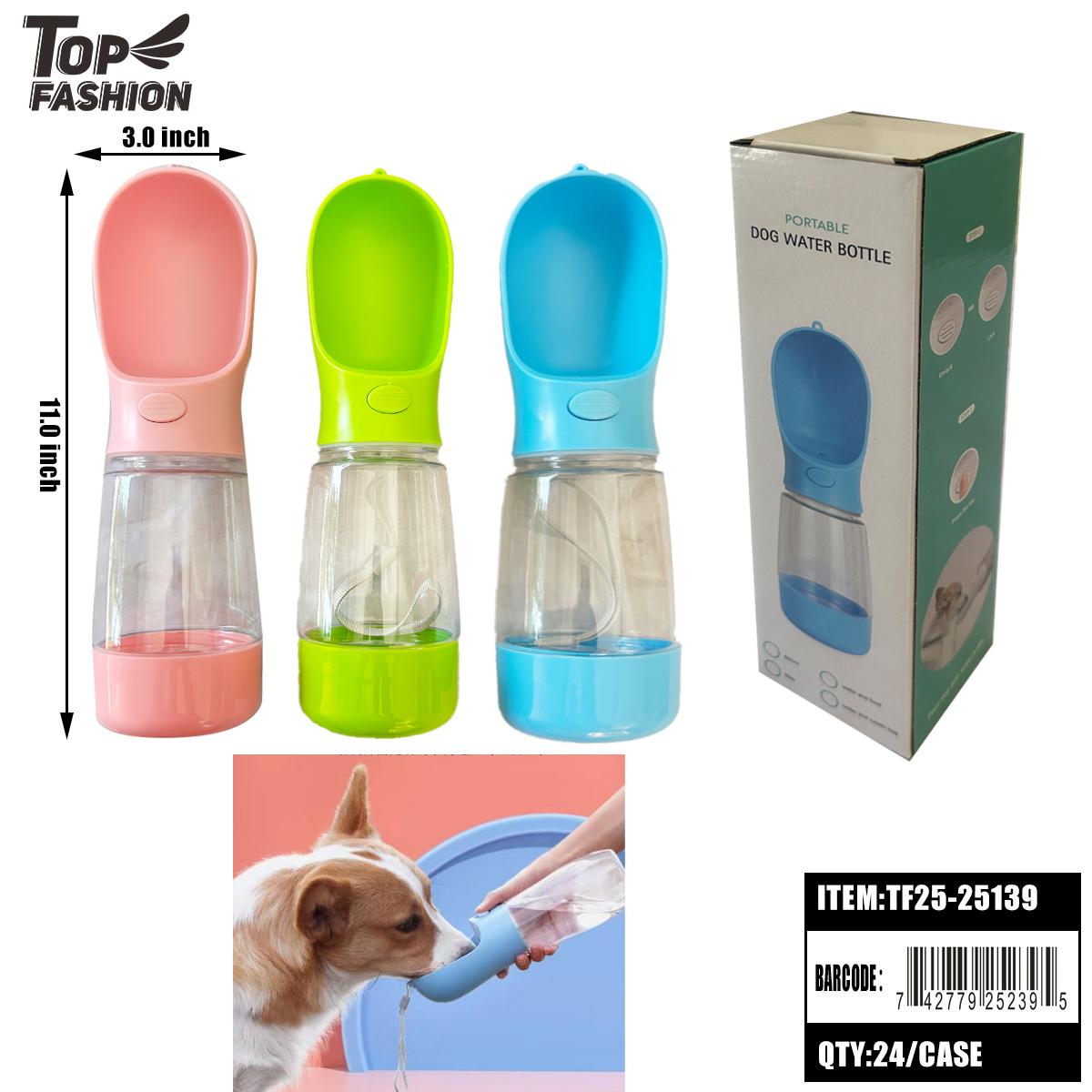 PORTABLE PET WATER BOTTLE WITH BUILT-IN BOWL 3COLORS 24PC/CS image