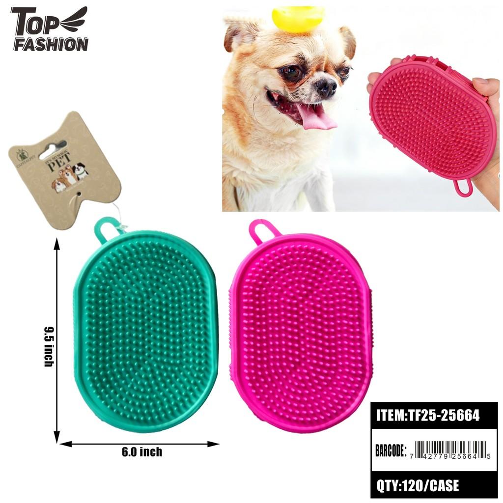 PET SILICONE BATH MASSAGE BRUSH 2COLOR (12PC) 10BG/CS image