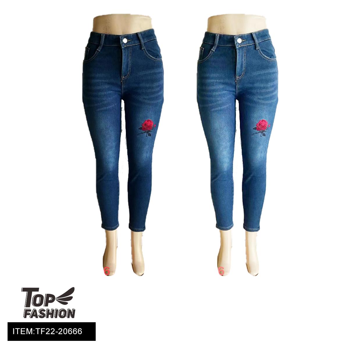 MIXED 2 COLORS HIGH STRETCH WOMENS FLEECE JEANS 36PC/CS (TF22-20666) image