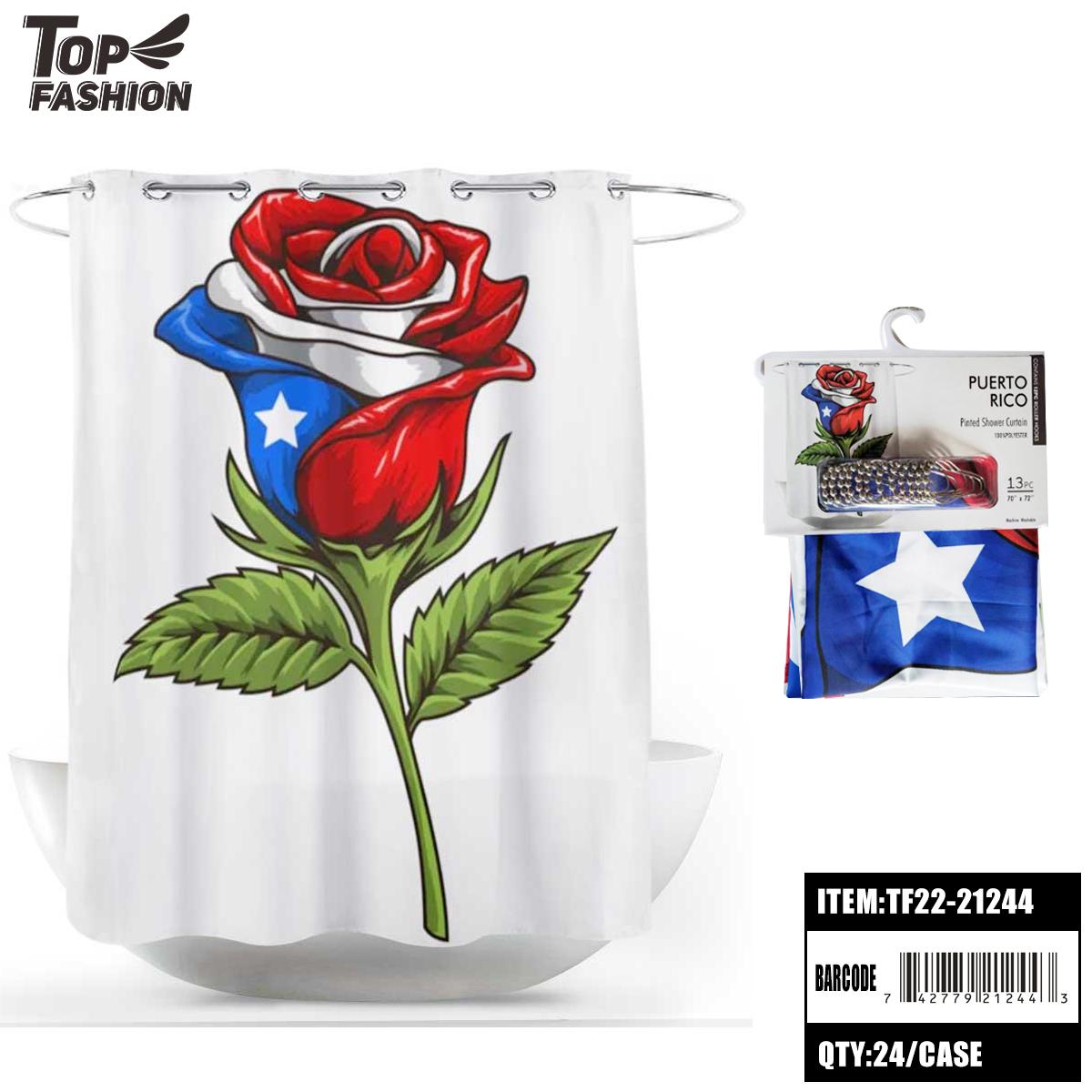 PUERTO RICO FLAG SHOWER CURTAIN WITH 12HOOKS 24PC/CS image