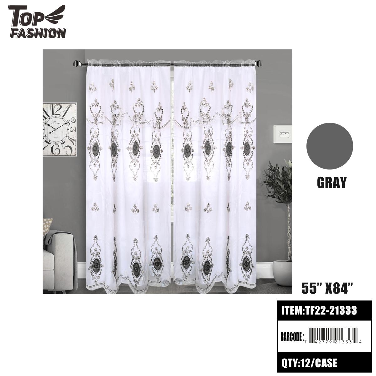 55"X84"GREY TWO-LAYER CURTAIN W/ VALANCE 12PC/CS (TF22-21333) image