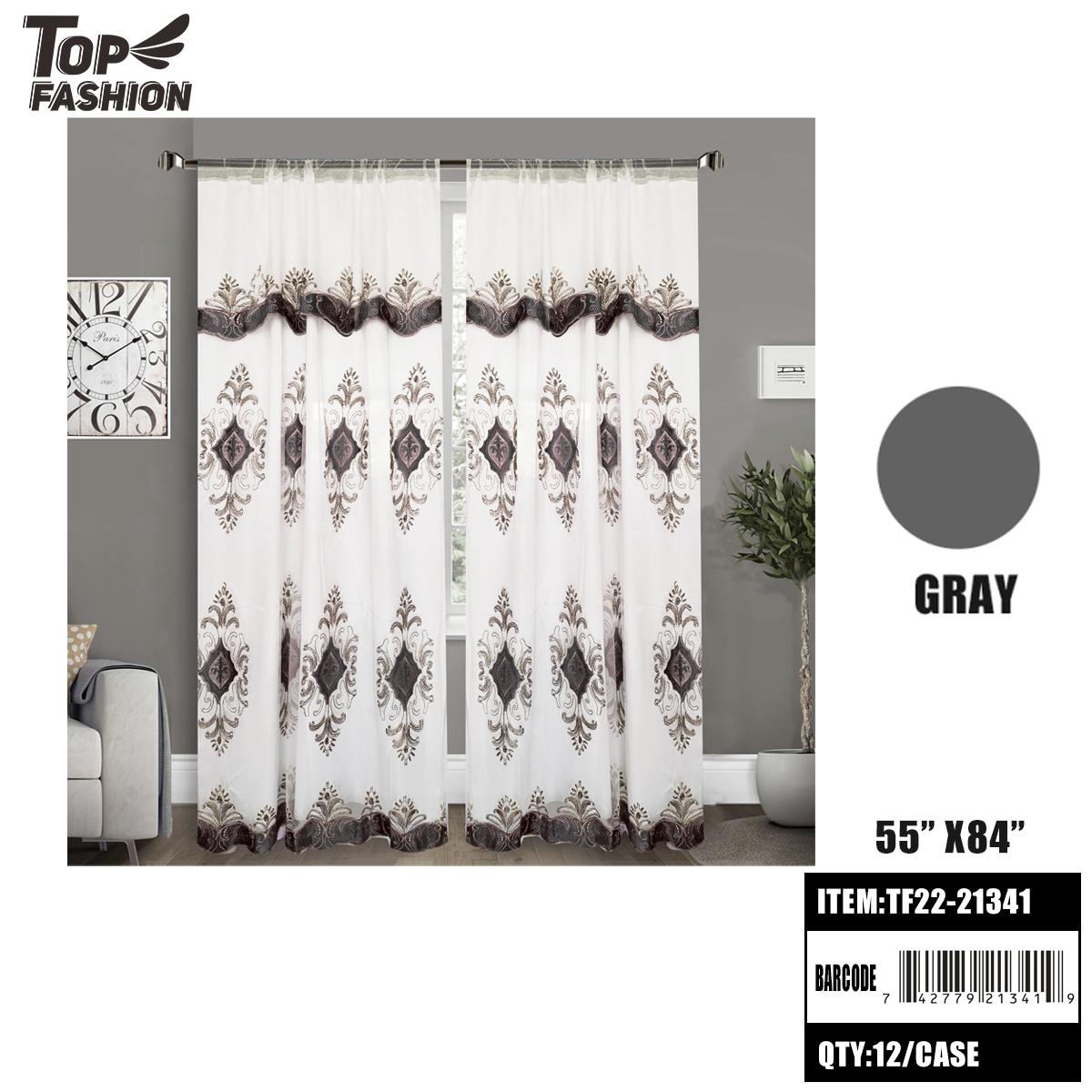 55"X84"GREY TWO-LAYER CURTAIN W/ VALANCE 12PC/CS (TF22-21341) image