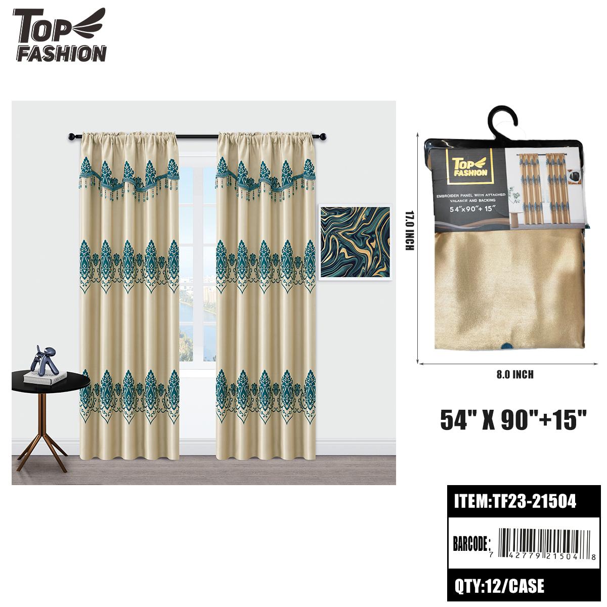 930G BEIGE EUROPEAN FLOWER BLACKOUT CURTAINS 12PC/CS image