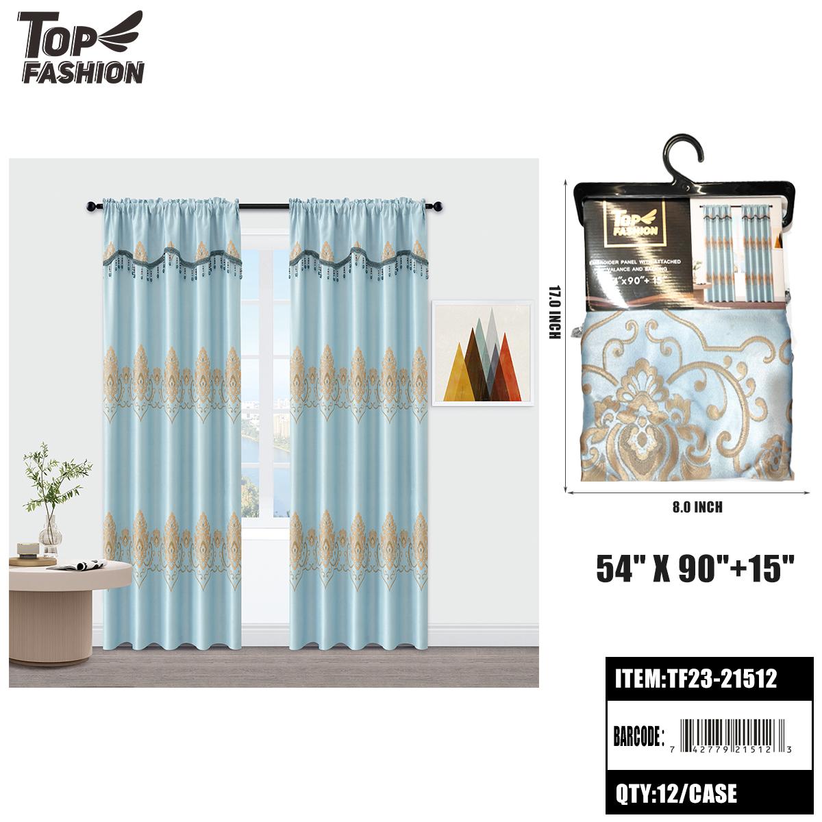 930G LIGHT BLUE EUROPEAN FLOWER BLACKOUT CURTAINS 12PC/CS (TF23-21512) image