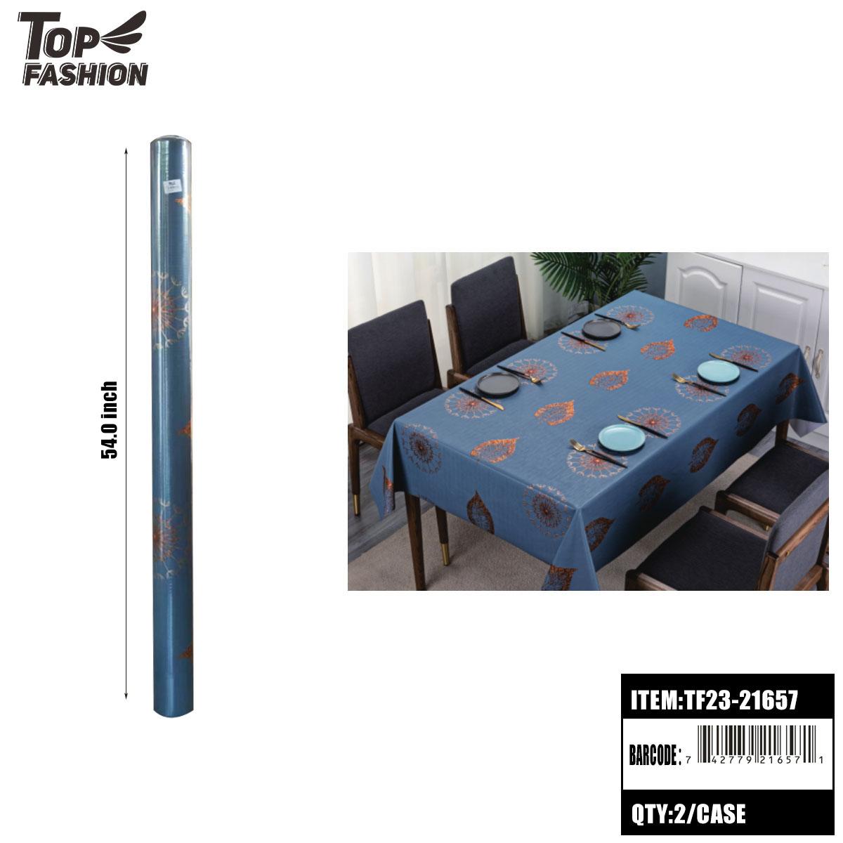 54BEIGE BRONZING LEAF PVC TABLECLOTH 22YARD/ROLL 44Y/CS (TF23-21657) image