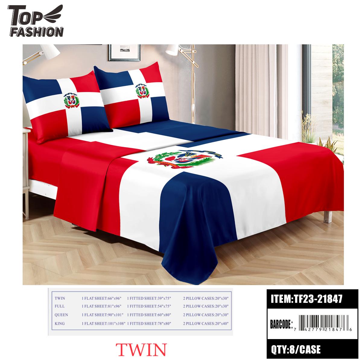 DOMINICAN FLAG HOLIDAY CELEBRATIONS TWIN BED SHEET 8PC/CS image