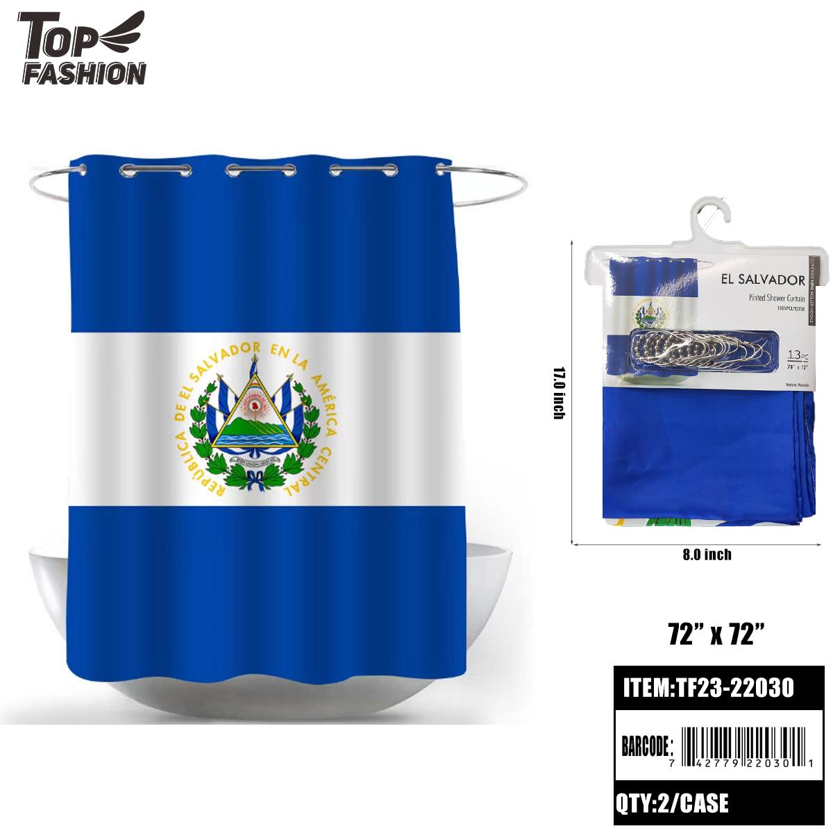 EL SALVADOR FLAG 12 IRON HOOK SHOWER CURTAIN 24PC/CS (TF23-22030) image