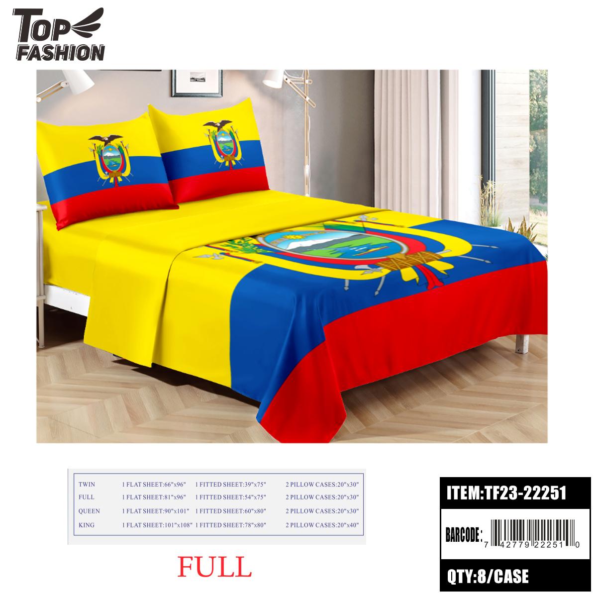 80G FULL SIZE ECUADOR FLAG 4-PIECE BED SHEET SET 8PC/CS image