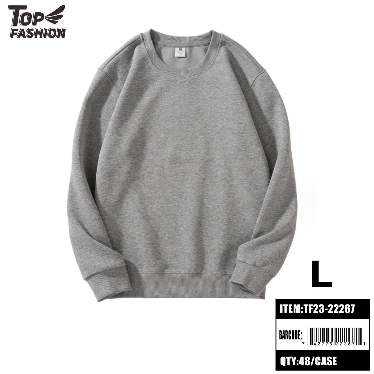 L SIZE 320G LIGHT GRAY ROUND NECK SWEATSHIRT 48PC/CS image