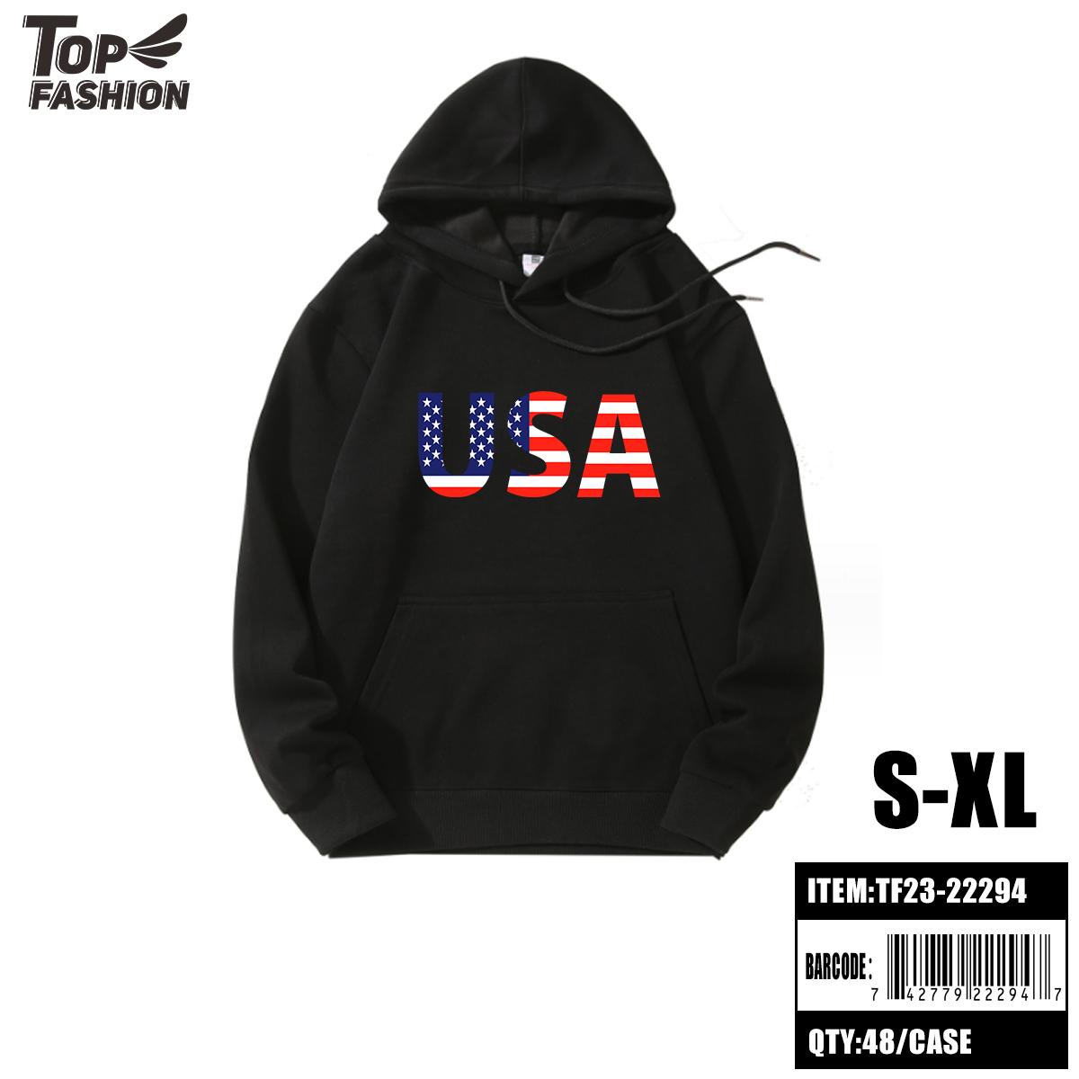 AMERICAN BLACK HOODIED SWEATSHIRT (S-XL) 48PC/CS (TF23-22294) image