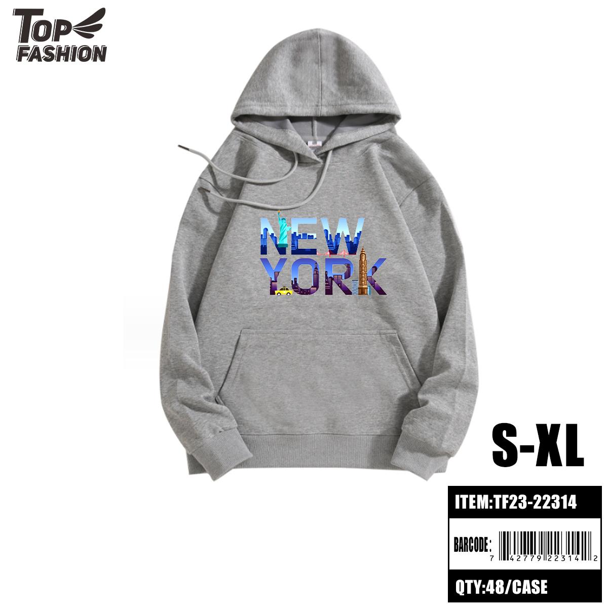 NEW YORK LIGHT GRAY HOODIED SWEATSHIRT (S-XL) 48PC/CS (TF23-22314) image