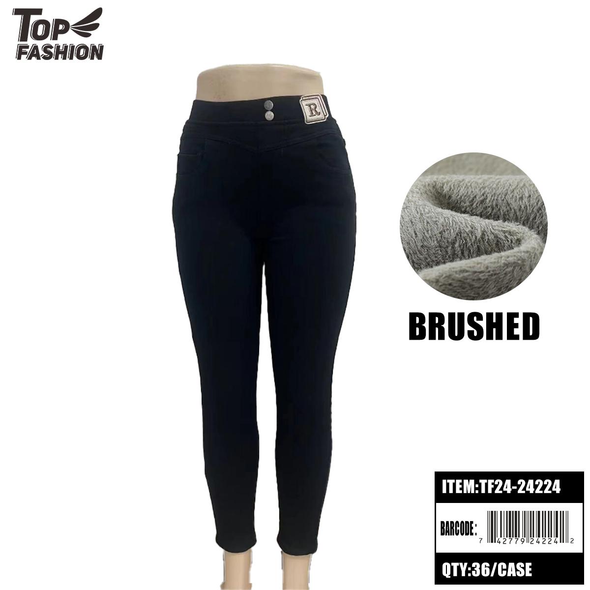 WOMENS BLACK HIGH ELASTIC FLEECE JEANS 36PC/CS (TF24-24224) image