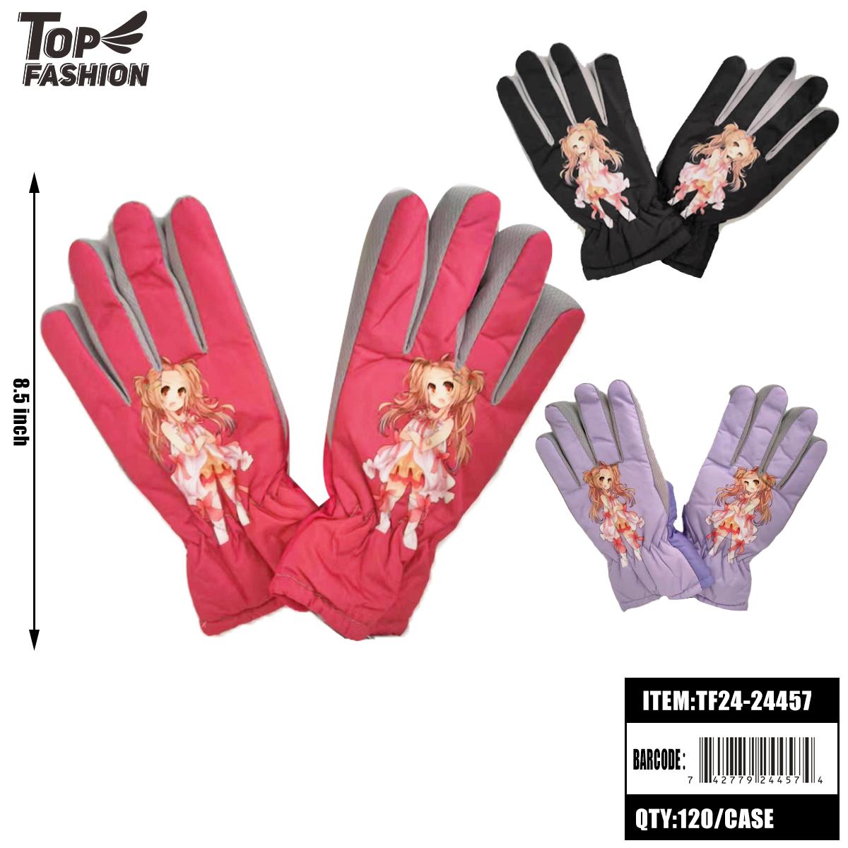 GIRLS 3 COLOR MIX ELASTIC VENT SKI GLOVES 10DZ/CS image