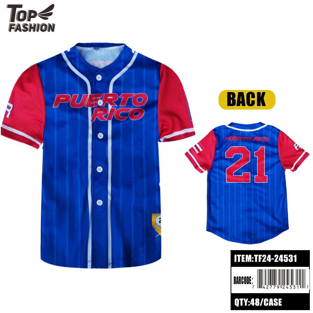 PUERTO RICO BUTTON BASEBALL JERSEY (BLUE)S-XL 60PC/CS