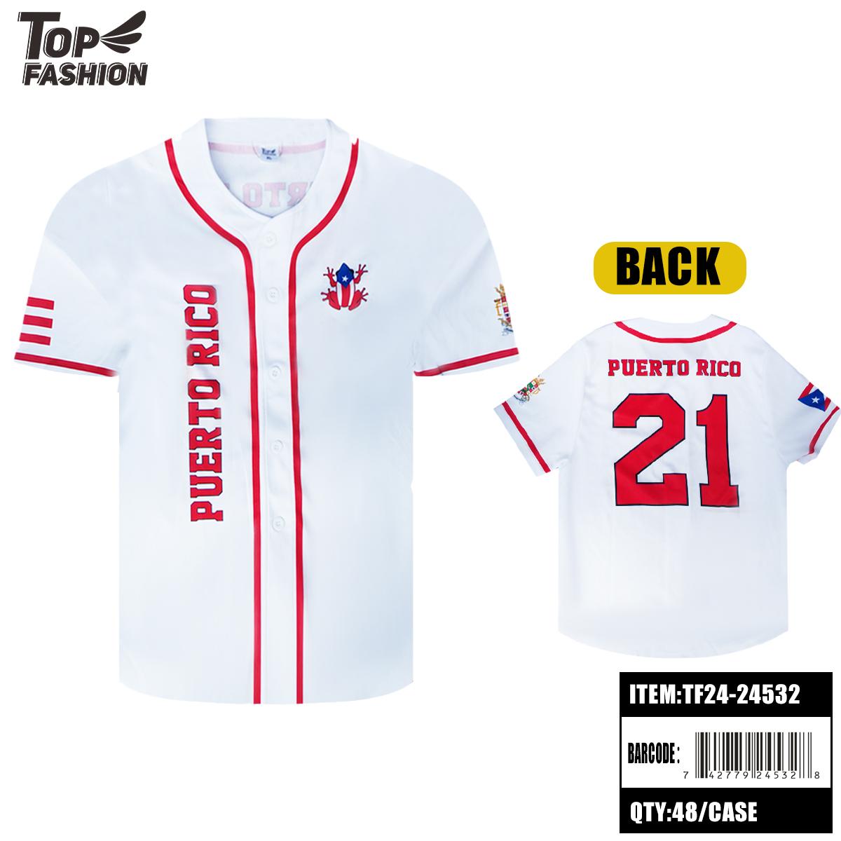 PUERTO RICO BUTTON BASEBALL JERSEY (WHITE)S-XL 60PC/CS image