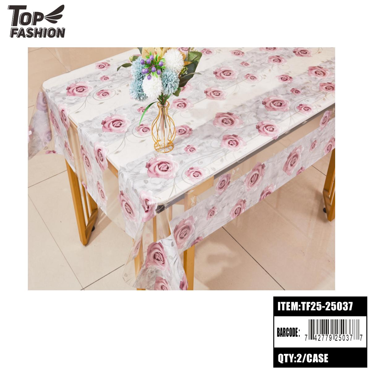 TRANSPARENT PVC TABLECLOTH WITH ROSE PRINT 22Y/R 44Y/CS