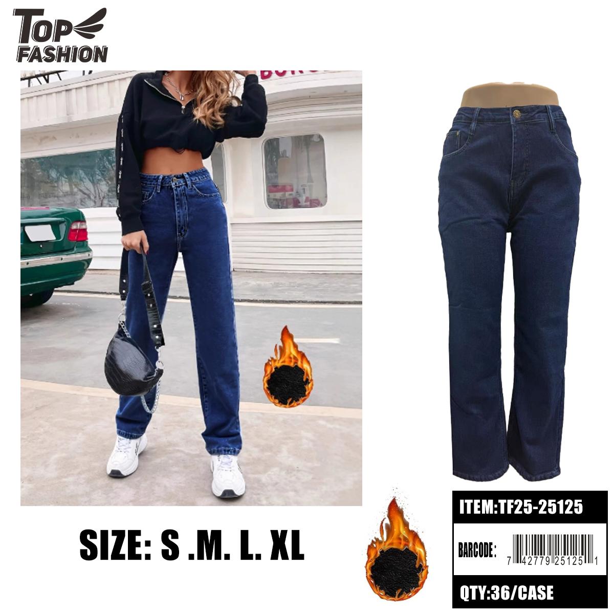 WOMENS FLEECE-LINED JEANS IN DARK BLUE 6PC/6BG/36PC/CS (TF25-25125) image