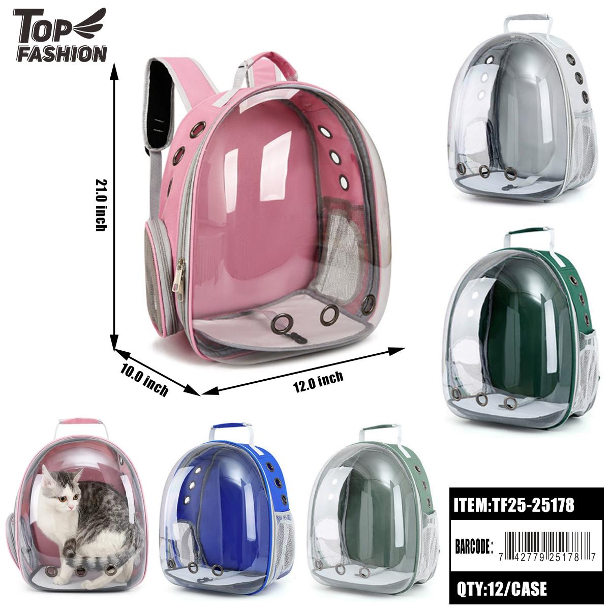 TRANSPARENT CAPSULE PET BACKPACK MIX 5COLORS  12PC/CS