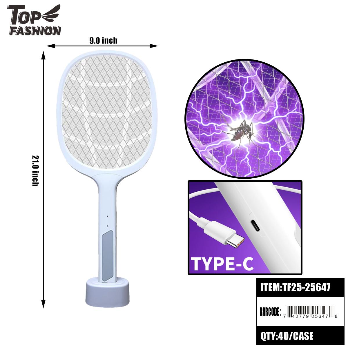 RECHARGEABLE ELECTRIC MOSQUITO SWATTER-TYPE-C CHARGING 40PC/ image