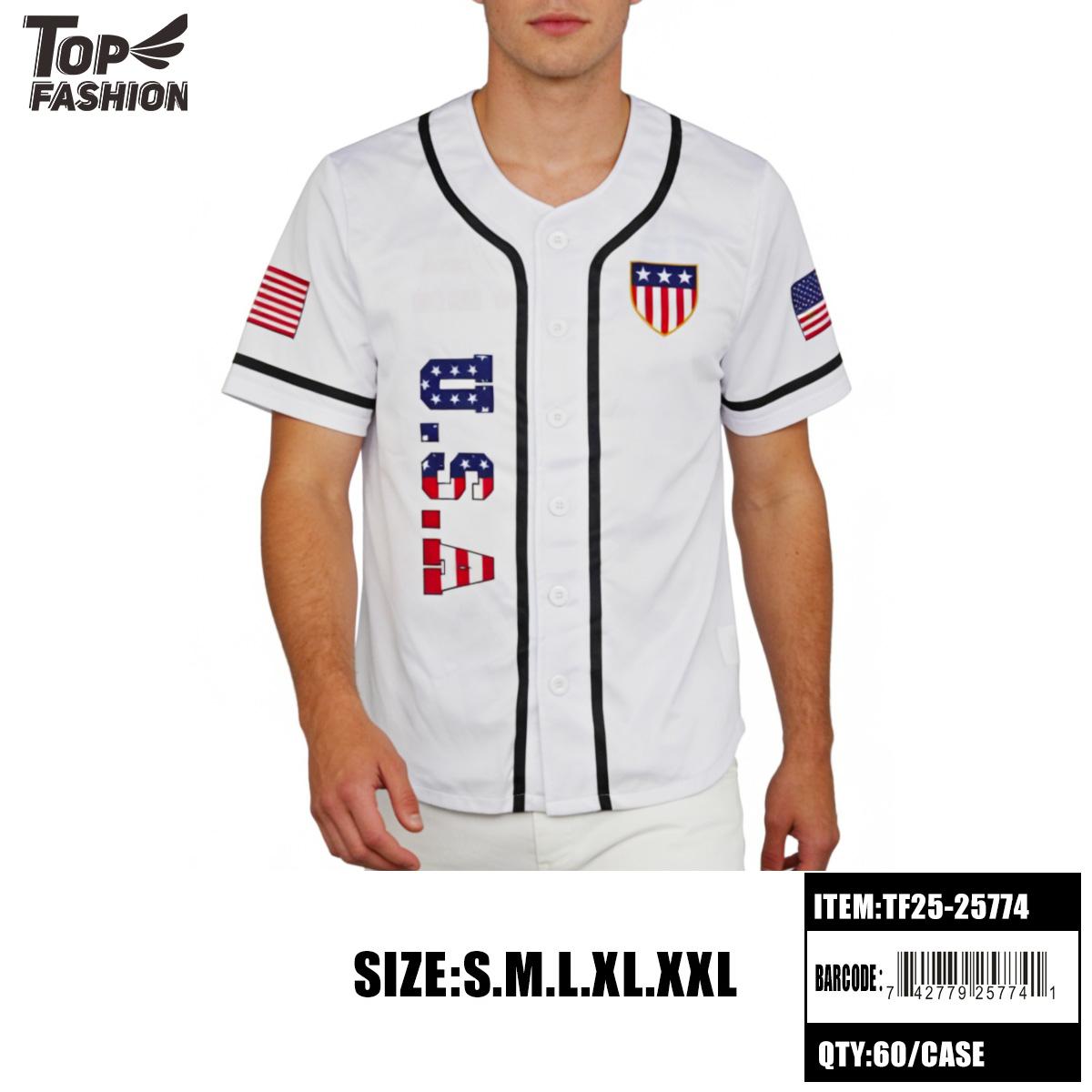 USA BUTTON BASEBALL JERSEY (WHITE)S-XL 60PC/CS image